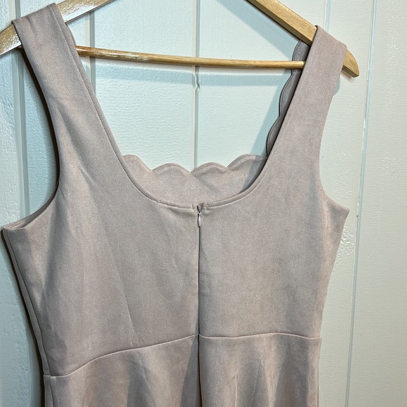 Alya Blush Pink Suede Scalloped A-Line Dress - Picture 5 of 7